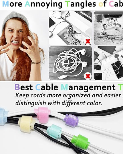 80pcs Cable Ties Reusable Macaron-inspired Color Wire Ties Cable Management Cord Ties Reusable for Electronics Hook and Loop Cable Ties for Computer 4 6 8 Inch with 6 Vibrant Colors