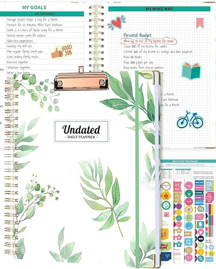 Ospelelf Undated Spiral Bound Planner Daily, Weekly and Monthly Planner 2025-2026, Work Planners 12 Month 8.5 x 11
