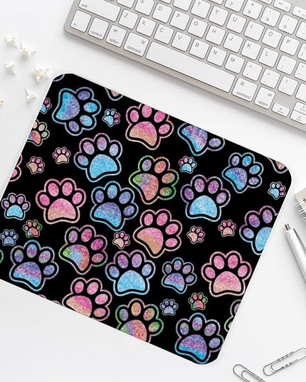 Dog Paw Square Mouse Pad,Non-Slip Rubber Base Mouse Pad,Home Office Decoration Desktop Accessory, Laptop Mouse Pad for Office Laptops,9.4x7.8x0.12in 2