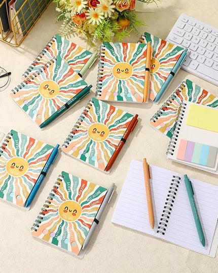 Janlaugh 60 Pcs Christmas Inspirational Gift Bulk for Women 30 Mental Health Notebook with Sticky Note 30 Motivational Ballpoint Pen Psychology Journal for Medical Assistant Employee Teacher Student