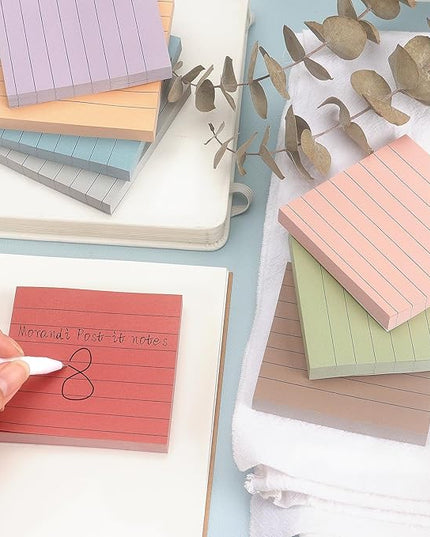 8 Pads Lined Sticky Notes Vintage Color 3x3 in, Self-Stick Sticky Note Pads Lined Pads 8 Pads/Pack, 640 Sheets, Easy to Paste for Office, School, Home