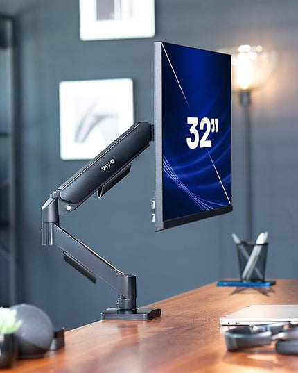 VIVO Single 17 to 32 inch Monitor Height Adjustable Counterbalance Mechanical Arm Desk Stand, Classic, Universal VESA Mount, STAND-V001O