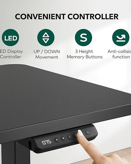FEZIBO 63 x 55 L Shaped Standing Desk Adjustable Height, 63 Inch Electric Stand up Corner Computer Desk, Sit Stand Home Office Desk with Splice Board, Black