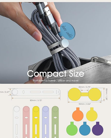 45Pcs Nearockle Cable Labels and Silicone Cable Ties Value Cable Management Set, 30 Cable Ties+15 Cord Labels for Electronics, Travel Home Office Desk Wire Organization(Multicolor)