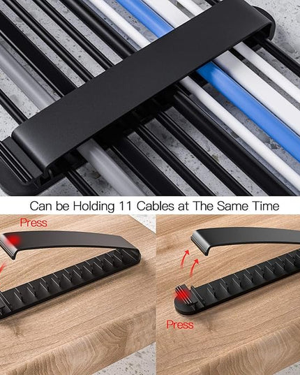 pzoz Cable Clips, 3 Pack Cord Organizer Charger Cable Management for Organizing Home Office Desk Phone Car Wire, Self Adhesive Cord Holders (Black)