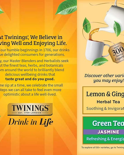 Twinings Camomile, Honey & Vanilla Herbal Tea Individually Wrapped Bags, 100 Count (Pack of 1), Naturally Caffeine-Free, Enjoy Hot or Iced, 100 Teabags