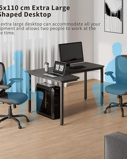 EUREKA ERGONOMIC 60 Inch Black Corner L Shaped Computer Desk, Home Office Gaming Study Work Writing Table Long Large Sturdy Workstation Simple Modern with Metal Legs, Left Side