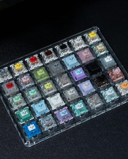GATERON Keyboard Switches Tester, Magnetic Jade Oil King Milky Yellow Pro Oil King Baby Kangaroo Racoon Ink Wall Stem Box Black Pink for MX Mechanical Gaming Keyboard (35pcs)