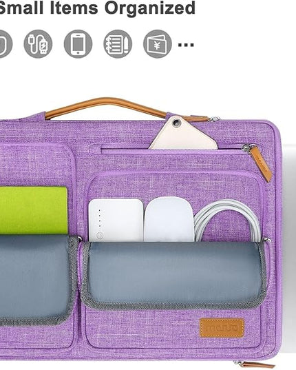 MOSISO 360 Protective Laptop Case 13.3 inch, 13-13.3 inch Laptop Sleeve Compatible with MacBook Air/Pro 13 / Pro 14,HP Dell Acer ASUS,Side Open Carrying Case with 4 Zipper Pockets&Handle, Lilac