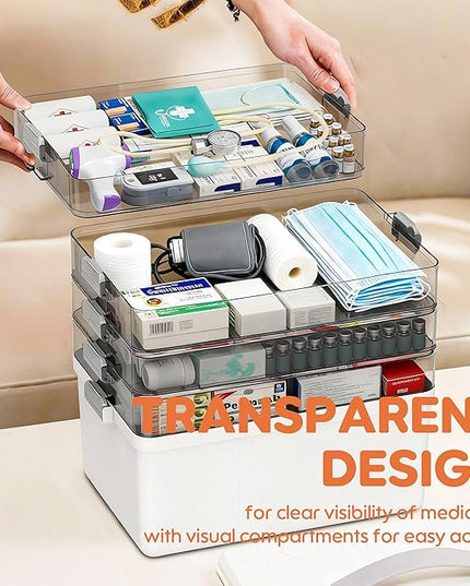 Citylife 5-Tier Medicine Organizer, Portable Medicine Cabinet First Aid Kit with Handle, Multi-Purpose Organizer for Family First Aid, Home, Travel