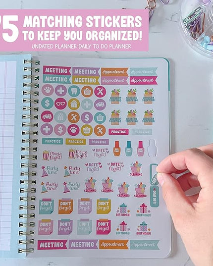 Undated Daily Planner Notebook - Undated Planner Notebooks, Daily To Do List Planners, To Do List Notebook for Work Organization, Day Schedule Planners for Kids and Adults