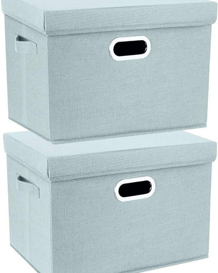 TYEERS Collapsible Storage Bins With Lids, Large Fabric Storage Boxes - 2 Pack - Aqua Spring