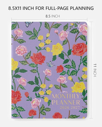 Monthly Planner 2026-2027, Jotsome 18 Months Calendar Planner from January 2026 to June 2027, 8.5"x11", Sewing Binding, Soft Cover, Daily Monthly Personal Planner for School Plan, Study and Schedule, Rose