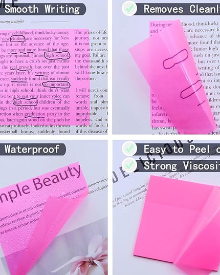 800Pcs Transparent Sticky Notes, 3"x3" Clear Sticky Notes, Waterproof Translucent Sticky Note Pads for Books Annotation, Clear Post it Notes for Bible Study, School, Office