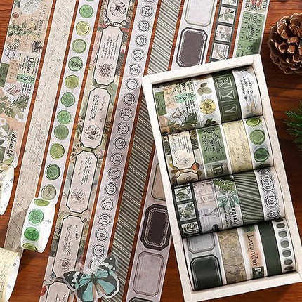 Auguro 18 Rolls Botanical washi Tape Set for Crafts and Journaling DIY Scrapbooking Supplies Flower washi Tape for Scrapbooking Decorating Tape