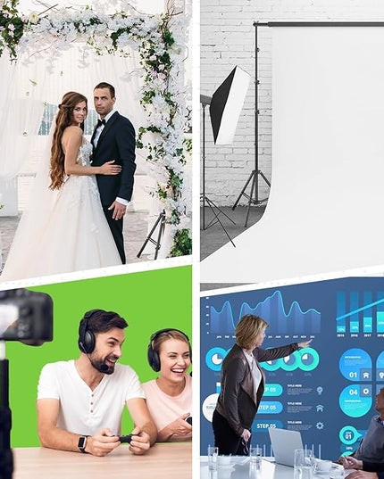 Backdrop Stand 10x6.6ft(WxH), Photo Studio Adjustable Background Stand Support System Kit with 8 Crossbars, 8 Clamps and Carrying Bag for Parties, Wedding, Photography, Decoration