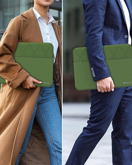 Smatree Laptop Sleeve for 14 inch ASUS Chromebook C425, for 14 inch ASUS Vivobook 14 X412, Case with Accessory Pocket, YKK Zipper, Patented Shockproof Design, Green (E464G)