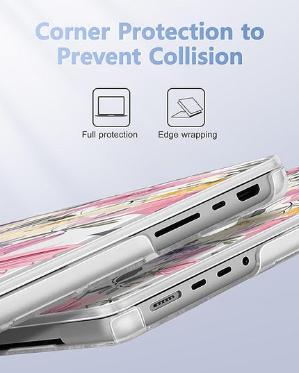 May Chen Case for MacBook Pro 14 inch, A2442 A2779 A2918 A2992 A3401 A3185 A3112 A3434, M1 M2 M3 M4 M5 Chip (2021-2025 Release), Plastic Hard Shell Case with Keyboard Cover, Elegant Flowers P817