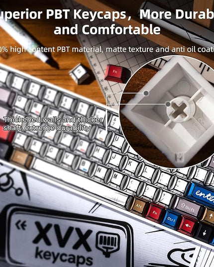XVX Retro PBT Keycaps, Cherry Profile Keycap Set, Dye Sublimation Graffiti Keyboard Keycaps Suitable for 60% 65% 75% 80% 100% MX Switches Mechanical Keyboard