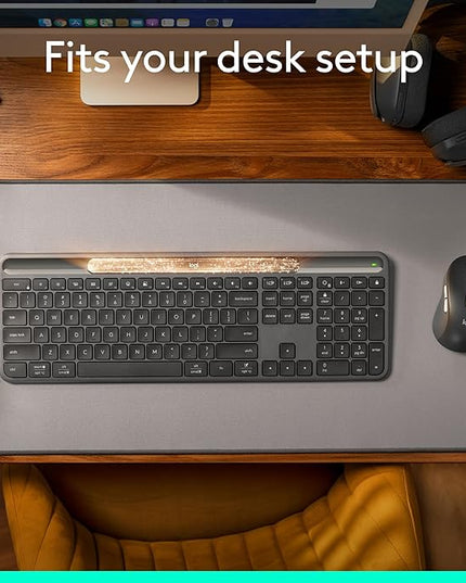 Logitech Signature Slim Solar+ Wireless Bluetooth Keyboard K980, Solar and Artificial Light Powered, Up to 10 Years Battery Life, Customizable Keys - Graphite