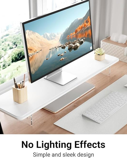 Monitor Stand Riser,31.5-Inch LED Light Wood Computer Monitor Stand with Adjustable Acrylic Legs,Desk Accessories Desktop Organizer Stand for, Computer,Laptop,Printer,PC TV Screen Riser,White