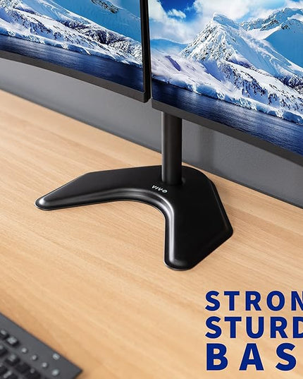 VIVO Dual LED LCD Monitor Mount, Free-Standing Desk Stand for 2 Screens up to 32 Inch, Heavy-Duty Fully Adjustable Arms with Max VESA 100x100mm, Black, STAND-V032F