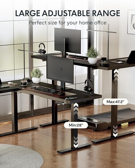 SANODESK 63-Inch Large Dual Motor L-Shaped Electric Height Adjustable Standing Desk - Reversible Panel - Black Top/Black Frame - Ideal for Gaming, Home Office or Computer Workstation