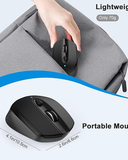 RaceGT USB C Wireless Mouse, Type C Silent Mouse for MacBook Air/Pro, 2.4G Cordless Computer Mice with 6 Buttons and 3 Adjustable DPI for Mac, Laptop, Desktop, PC