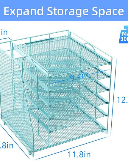 gianotter 6-Tier Paper Organizer With Magazine Holder, Desk Organizers and Accessories, Desk Accessories & Workspace Organizers, File Organizer for Office Supplies Storag (Blue, 6-Tier)