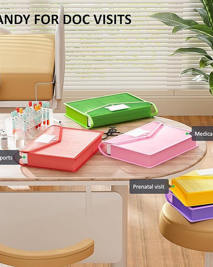 ThinkTex Plastic Expanding File Folder, Transparent Envelopes with Snap Closure,Suitable for Home, Office, School and Hospital, Large Capacity，No Dividers, Dopamine-5-Color, Fit Letter/A4 Size-5 Pcs
