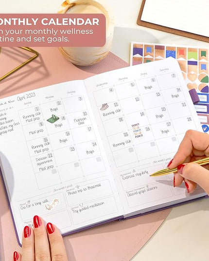GoGirl Self-care Journal – Daily Mental Health Notebook with Mood & Wellness Trackers – Personal Development, Meditation & Reflection Journal for Women – Hardcover, Lasts 3 Months (Purple)