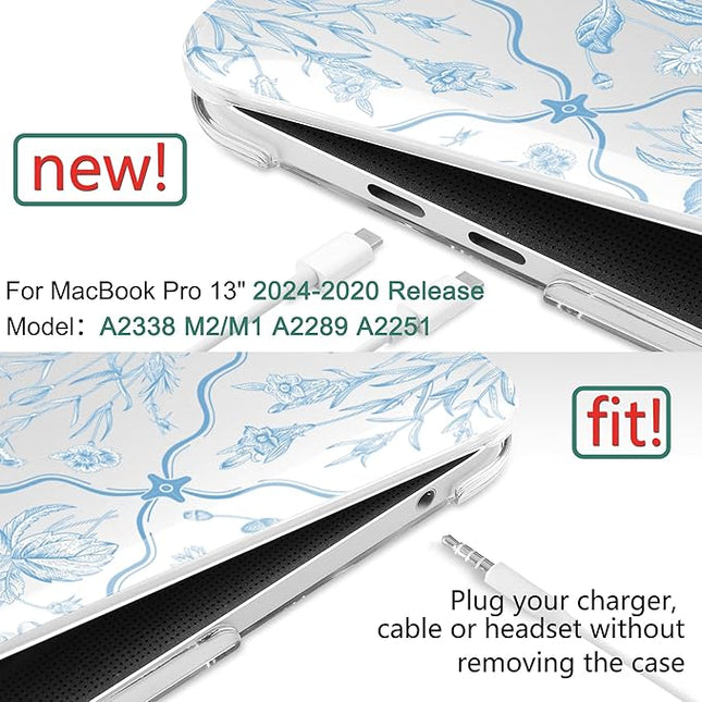 DONGKE Compatible with MacBook Pro 13 inch Case 2024 2023-2020 Release A2338 M2/M1 A2251 A2289 with Retina Display & Touch ID, Plastic Hard Shell & Keyboard Cover & Screen Film - Millefleurs
