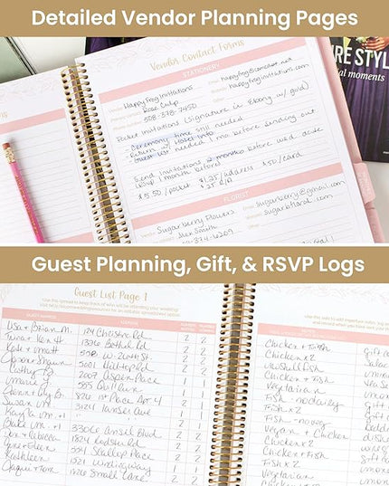 bloom daily planners Hard Cover Wedding Day Planner & Organizer (Undated) - 9" x 11" - Gold Floral