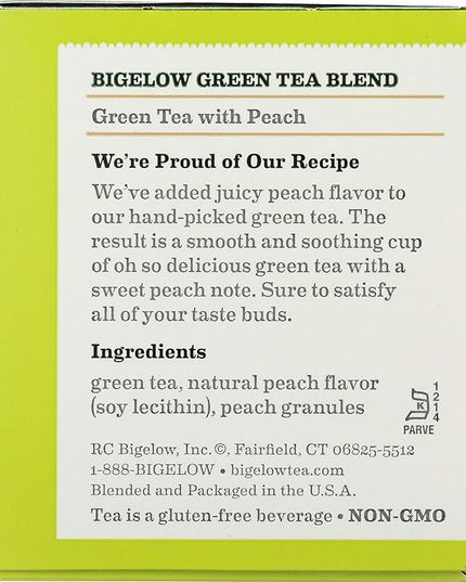 Bigelow Green Tea w/ Peach Tea Bags, 20 ct