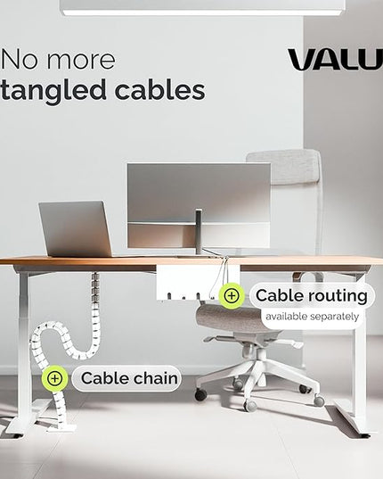 VALU Cable Management Spine – 49 Inch Cable Organizer for Standing & Fixed Desks – Sturdy & Flexible with Magnetic Link – Cord Management System Under Desk with Steel Base & Non-Slip Pads