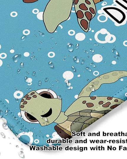 Cute Sea Turtle Square Mouse Pad,Non-Slip Rubber Base Mouse Pad,Home Office Decoration Desktop Accessory,Laptop Mouse Pad for Office Laptops, 9.4x7.8x0.12inch.