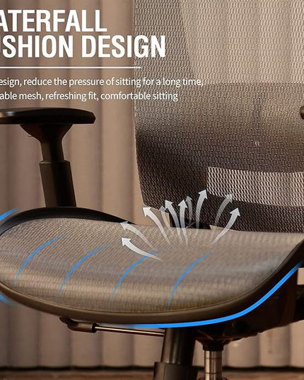 ELABEST T96 Mesh Office Chair,Ergonomic Computer Desk Chair,Sturdy Task Chair- Adjustable Lumbar Support & Armrests,Tilt Function,Comfort Wide Seat,Swivel Home Office Chair