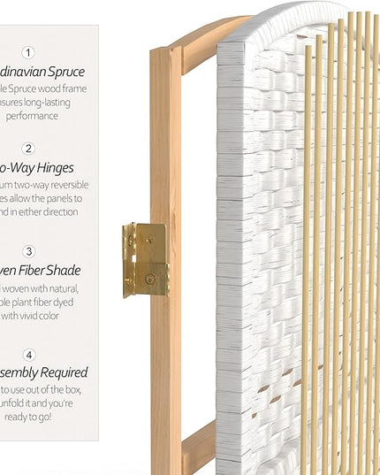 Red Lantern 3 ft. Short Diamond Weave Fiber Folding Screen - White - 6 Panel