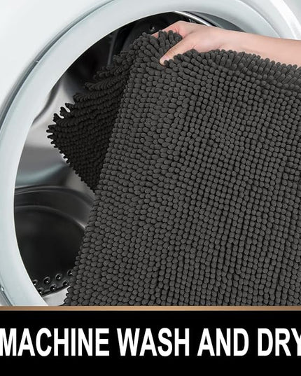 MAYSHINE Round Area Rug Set for Bathroom | Soft Plush Chenille Bath Mat, Water Absorbent Non-Slip Bathroom Rug | Washable Shag Carpet, Bedroom, or Home Décor | 36"x36" (Round) | Charcoal Gray