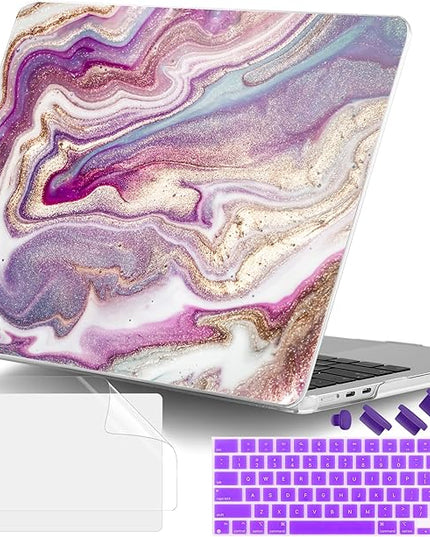DONGKE for M4 MacBook Air 13.6 Inch Case 2025 2024 2023 2022 Model A3240 A3113 A2681 M3 M2 Chip, Plastic Hard Shell Case Cover with Touch ID for MacBook Air 13 Inch M4 - Marbling Art