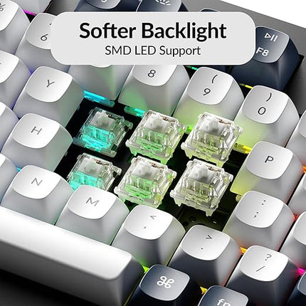 Gateron Silent White Linear Mechanical Keyboard Switches, 110 PCS, Smooth POM Stem with Cushioned Pads, 5-Pin SMD, 38gf Quiet MX-Compatible for Gaming & Office