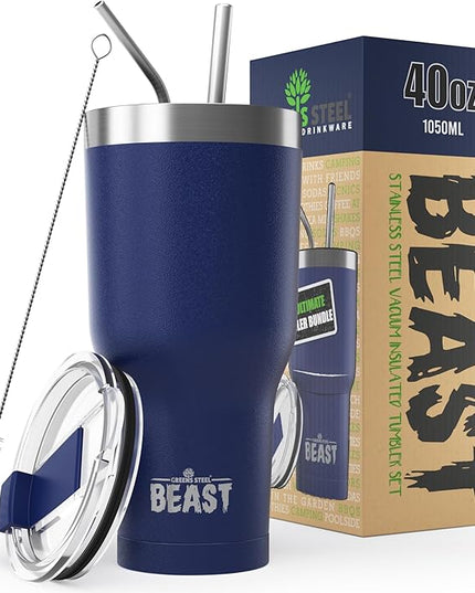 Beast 40 oz Tumbler Stainless Steel Vacuum Insulated Coffee Ice Cup Double Wall Travel Flask (Royal Blue)