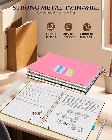 Graph Paper Notebook, Spiral Notebook Journal 8.5” x 11”, A4 Large Grid Notebooks for Women Men, 100 GSM Graph Paper, Plastic Hardcover Spiral Graphing Journals for Work School Engineerin, Green