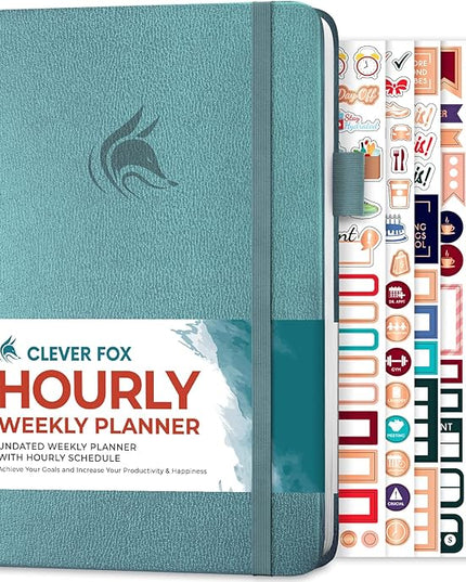 Clever Fox Planner Schedule – Undated Weekly & Monthly Life Planner with Time Slots, Appointment Book & Daily Organizer, A5 (Aquamarine)