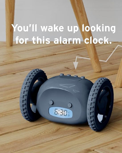 CLOCKY Extra Loud Alarm Clock for Heavy Sleepers on Wheels Rolls Runs Away Vibrating, Easy to Set Super Smart Snooze Digital Bed Shaker Alarm Clock Funny Gift for Adults Kids Teens Bedrooms (Slate)