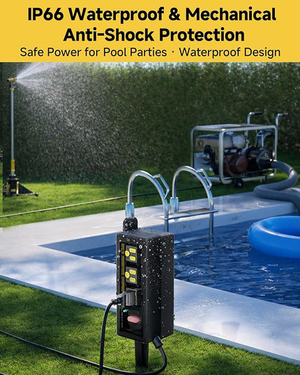 IP66 Outdoor Power Strip Waterproof,Iwister Heavy Duty Surge Protector, 10 FT Extension Cord, All-Weatherproof,6AC, Suitable for Outdoor, Work Room, Patio Gardens, Pool Parties