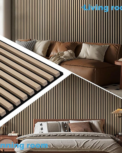 Art3d 2-Pack 48" x 24" Acoustic Wood Panels for Wall, Soundproof Wood Slat Panel for Wall and Ceiling, 3D Fluted Sound Absorbing Paneling for Interior Wall Decor, Living Room, Bedroom - Peach