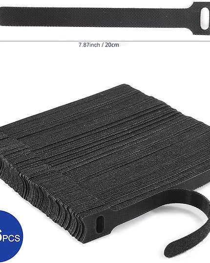 Reusable Cable Ties, 126 PCS 8 Inches Adjustable Cord Straps Wire Organizer Cord Wrap and Hook Loop Cable Management