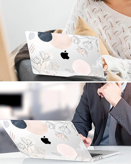 DONGKE for M4 MacBook Air 13.6 Inch Case 2025 2024 2023 2022 Model A3240 A3113 A2681 M3 M2 Chip, Plastic Hard Shell Case Cover with Touch ID for MacBook Air 13 Inch M4 - Abstract Flowers