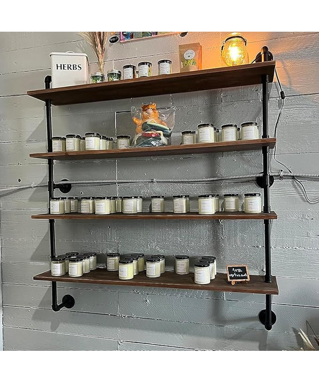 Pipe Shelves Industrial Pipe Shelving Shelves Real Wood Industrial Floating Pipe Shelves with Wood Planks 36 inch Wall Shelves Rustic Hanging Bookshelf Farmhouse Kitchen Bar Shelving